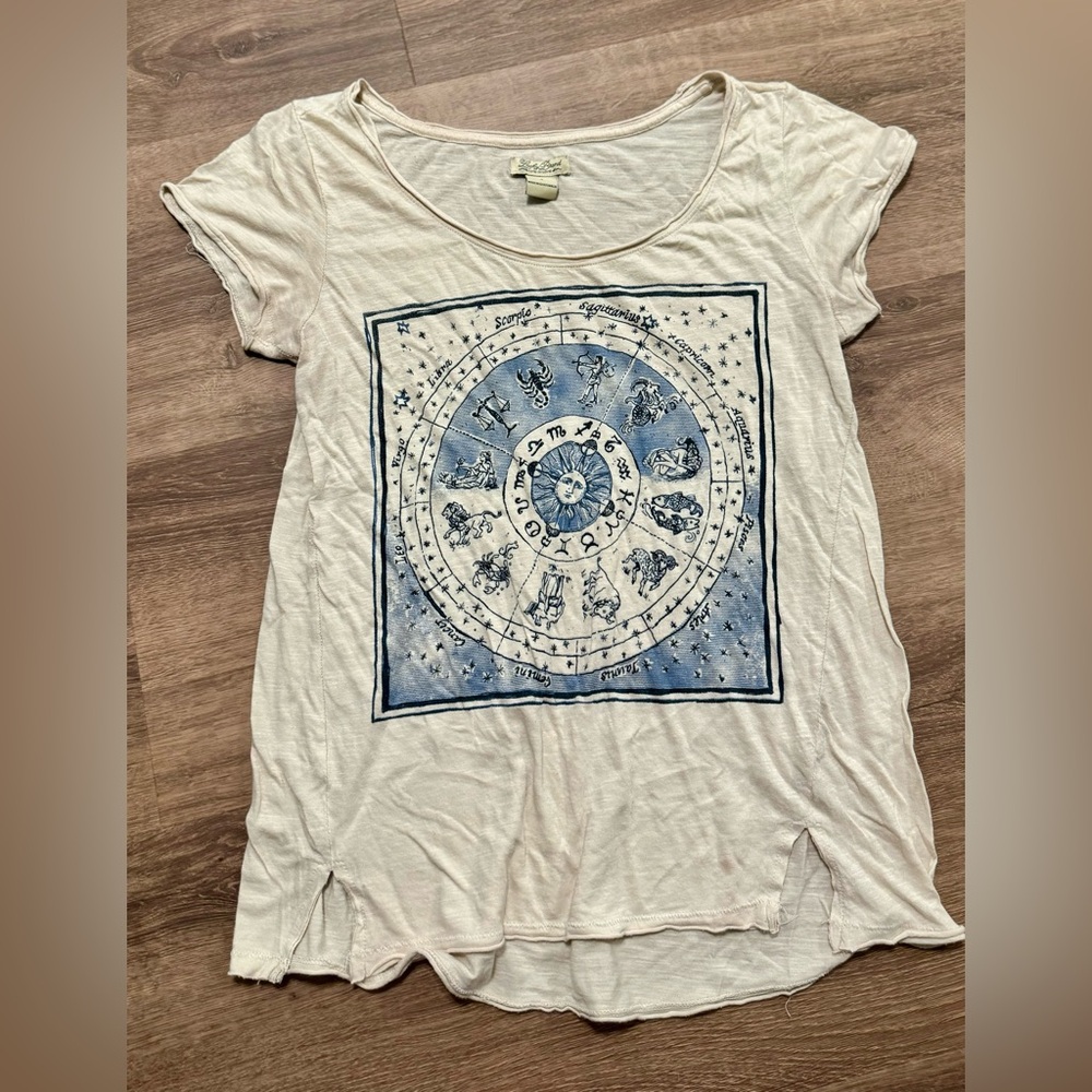 Lucky Brand Cream Zodiac Graphic Tee